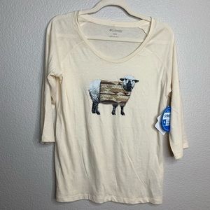 COLUMBIA Sheepy Sherpa Beige 3/4 Sleeve Tee M